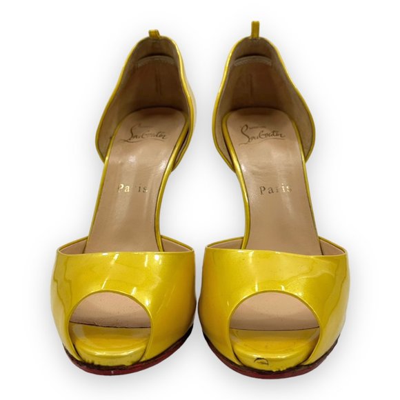 [relisted] Christian Louboutin Bright Yellow Peep Toe Heels - Picture 4 of 11
